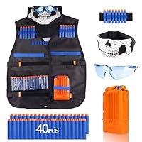 Funklu Taktische Weste Jacke Set für Nerf Guns N-Strike Elite Serie,Taktische Weste Jacke Set Dart-Beutel, Taktische Masken, Hand-Armband und Schutzbrille