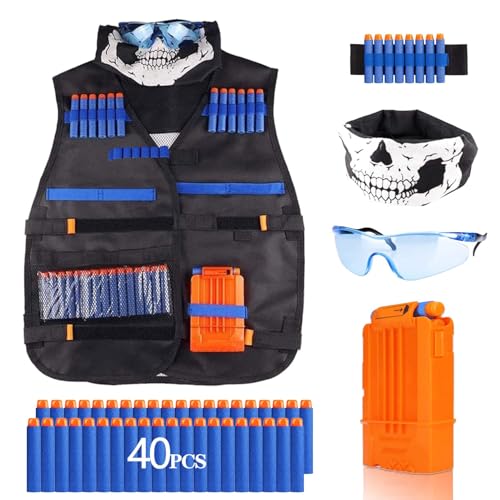 Funklu Kit de colete tático para crianças, colete tático para crianças para pistolas Nerf N-Strike Elite
