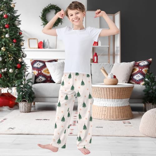 Boy's Lounge Pants Christmas Tree Stars Kids Jogger Pants Elastic Waist Long Bottoms with Pockets 6-14 Years2