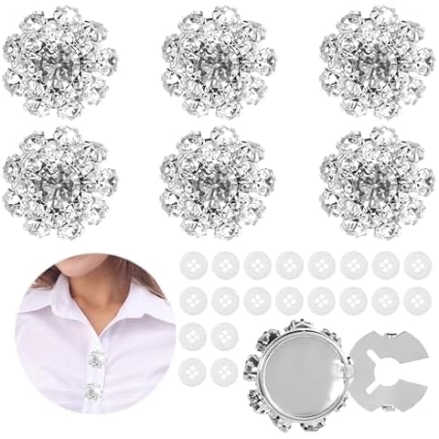 YBEATY 26 Pcs Rhinestone Button Covers Sewing Button Covers Decor Crystal Clip Cover