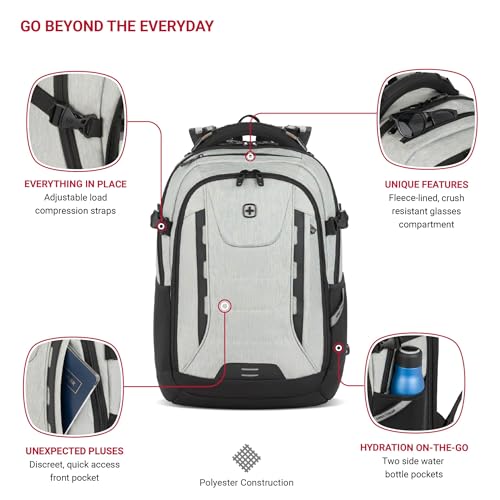 Image of SwissGear Travel Tech Pro Laptop Backpack - Fits Laptops up to 16 inch - ScanSmart TSA-Friendly Backpack with Multiple Organizer Pockets - Grey Heather