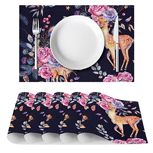 Sets de table cerf et roses vintage pour des repas de fête chaleureux - 3