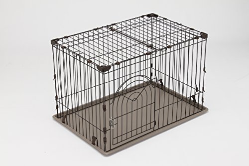 Iris Usa Medium Deluxe Wire Dog Crate, Easy Assembly Wire Animal Cage With Top Access And Front Door With Pin Lock And Non-Skid Rubber Feet, Brown #TOP1