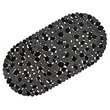WELTRXE Shower Mat Non Slip Anti Mould Bathtub Mat For Bathroom Safety, Anti Slip Bath Mats, Anti Skid Oval PVC Bath Tub Mat with Grip Suction Cups & Drain Holes, Machine Washable, Black, 69 x 36 cm