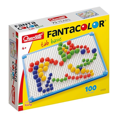 Quercetti Fantacolor Basic Chiodini Colorati per Bambini 4+ con Tavoletta, Cornice e Esempi Online, Giochi Bambini 4...