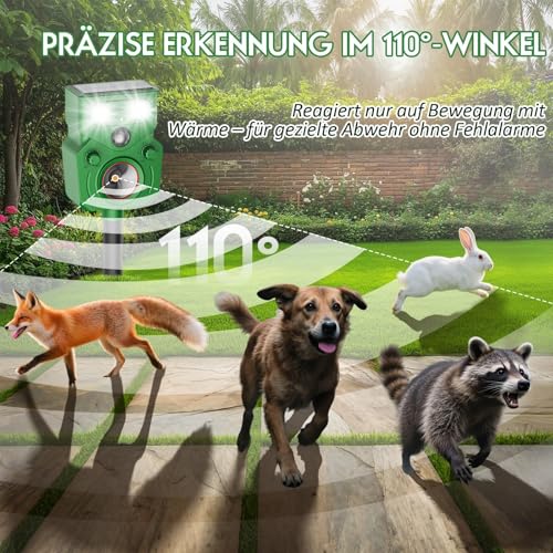 MEKEET Ultraschall Katzenschreck für Garten, Solar Tiervertreiber Ultraschall mit Bewegungsmelder,Katzen Vertreiben Garten Abwehr Gegen Katzen, Fuchs, Vogel, Rehe, Tauben, Waschbären