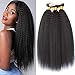 Produktbild Ladiary 9A Human Hair Bundles Yaki Brazilian Hair Bundles Kinky Straight Hair 16 14 12 Zoll Brasilianische Haare Bündel Echthaar Weave Menschliche Haare Natural Color 300g
