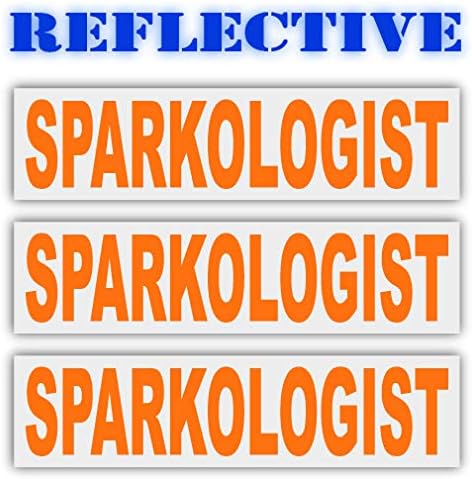 3 Pack | Reflective Construction Stickers, Hard Hat Stickers Electrician Sparkologist - Sticker Graphic - Construction Toolbox, Hardhat, Lunchbox, Helmet, Mechanic & More (Orange)