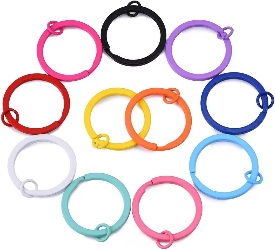 20 Pcs Multi-Colored Metal Split Key Rings, Metal Flat Split Keyrings Keychain Rings for Home Office Car Keys Attachment Jump Rings Crafts Projects (30mm)