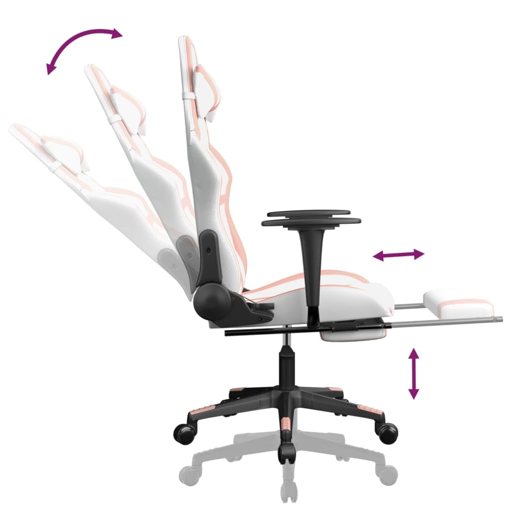 Rantry Arredo Sedia da Gaming con Poggiapiedi Bianco e Rosa in Similpelle, Mobilia Poltrone Salotto, Poltrona Salotto, Poltrone, Poltrona Relax, Poltroncina Camera da Letto