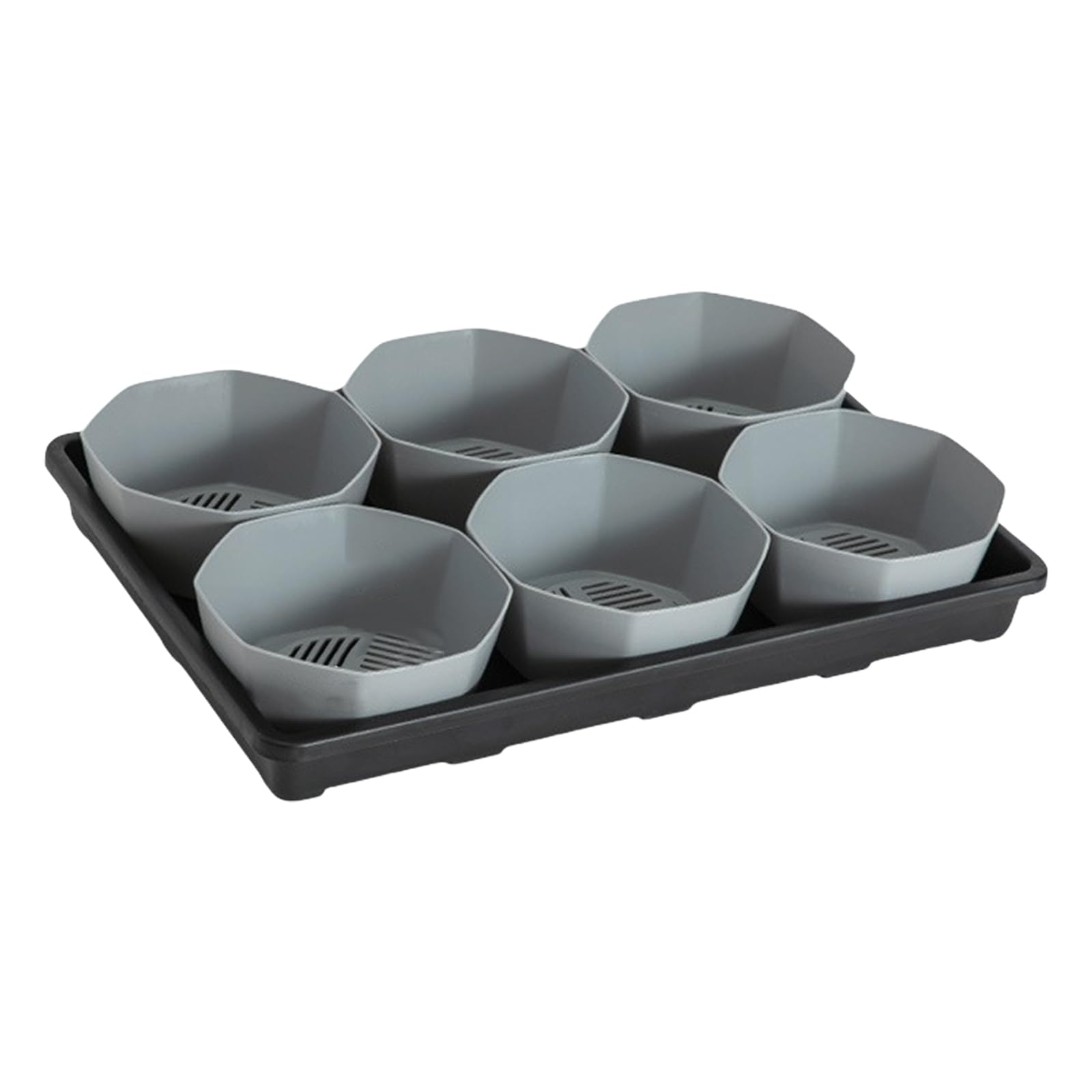 Kalttoy 6 Cell Plant Pots Tray with 6Inch Pots Plant Shuttle Tray with Breathable and Water Storage Design for Home Holder