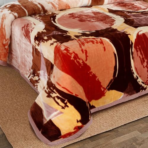 Image of Signature All Season Double Bed Blanket | Super Soft Plush, Lightweight & Cozy | 220 x 240 cm | 2.5 kg | Multi-Color Vibrant Print | Ideal for Winter, AC Use & Gifting (Crimson Orbit)