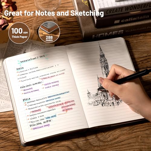 Image of CAGIE Compass Leather Journal Gift for Men - Vintage Writing Notebook with Pen, 100 GSM 288 Page Lined Journal A5 Hardcover, 180 Lay Flat, Daily, Travel, Office & Gift Idea