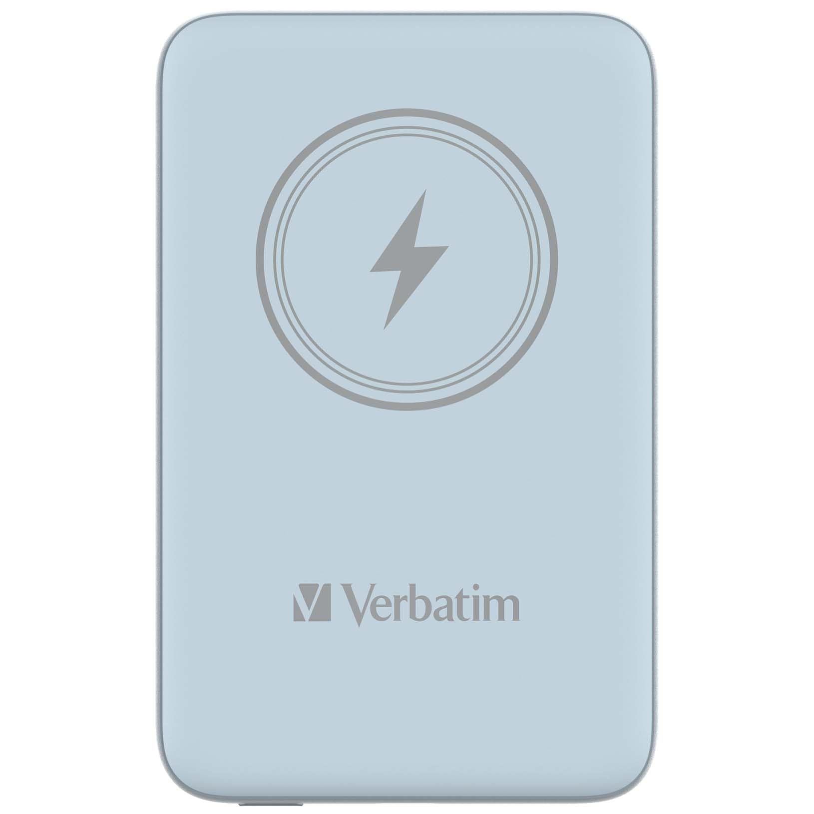 Verbatim Magnetic Power Bank 10000mAh Wireless Charger 15W 20W PD tramite USB-C, Power Bank Piccola e Magnetica per iPhone 15, 14, 13, 12, Pro, Max, iPad, Blu