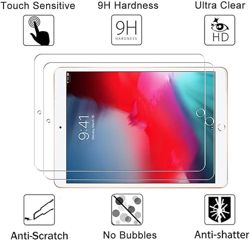 GOZOPO [2-Pack Screen Protector for iPad 9.7 (iPad 6th/5th Generation -2018/2017 Model) /iPad Air 1, iPad Air 2, iPad Pro 9.7 (2016) [Scratch Resistant] Tempered Glass Film - Image 2