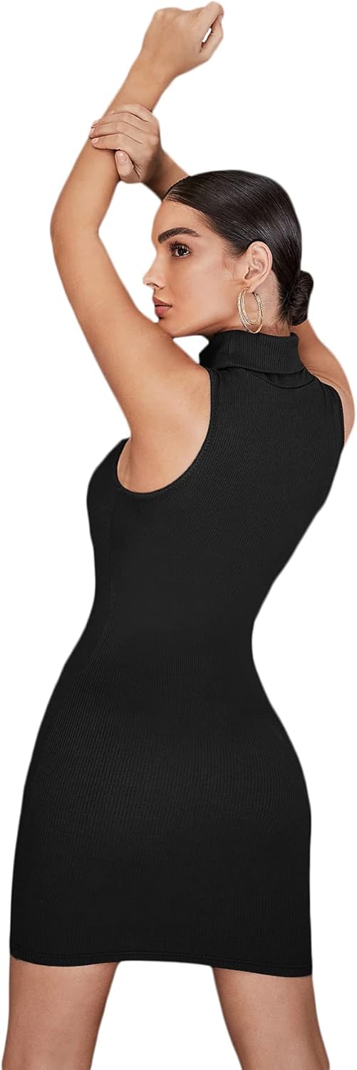 Floerns Women's Sleeveless Turtleneck Party Mini Bodycon Dress - Image 3