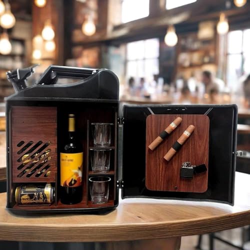 Mini Mueble Bar para Whisky, Mini Bar con Bidón De 20 litros, Mueble Bar Móvil para Almacenamiento, Estructura De Hierro + Interior De Madera, Mueble Bar Pequeño Personalizado, Ideal para Hombres