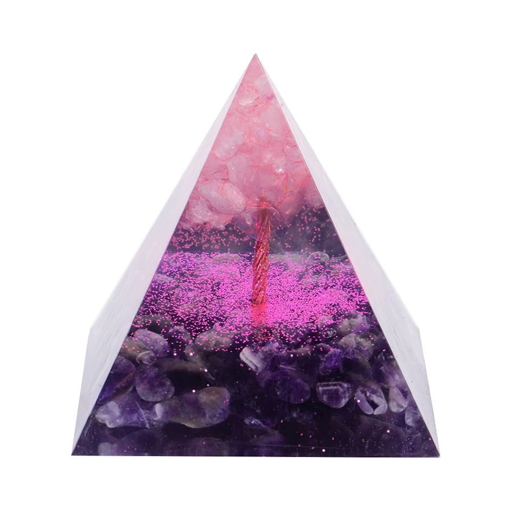 Orgone Pyramid Crystal,Handmade Orgonite Pyramid 60mm Crystal Sphere with Natural Cristal Stone Orgone Energy Healing,Yoga Energy Crystals