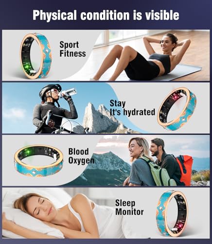Image of 7 Gen Diamond Smart Ring 【Industry Rank 1-0 Measurement Error】 2026 Smart Ring for Women - Advanced Health Tracker for Wellness and Activity Tracking, Blue 9#