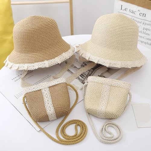 Baby Girl Straw Hat Toddler Summer Beach Hats Sun Protection Hats Hiking Camping Sunhats Straw Sun Hats 2-4 Years3