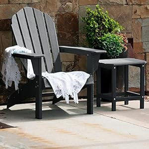 RESINTEAK 1750 Tall Adirondack Side Table Premium HPDE All Weather Poly Lumber Easy Maintenance End Table The Perfect Accessory for Adirondack Chair Set Up Model RSTK TBL BLK Color Black
