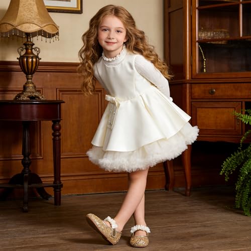 Image of GINFIVE Toddler Girls Dress Shoes Little Girls Mary Janes Ballerina Flats Shoes Toddler