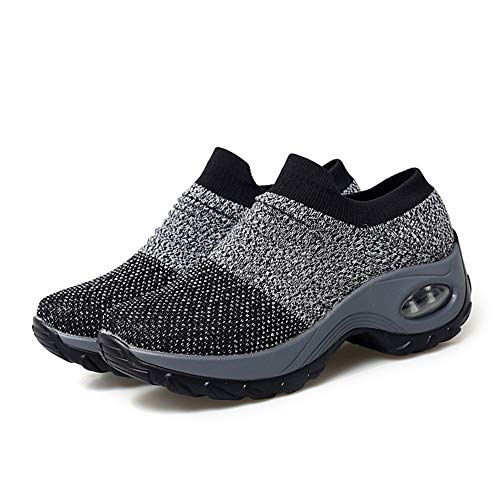 Leader Show Women's Slip-On Walking Shoes Comfortable Loafers Casual Non-Slip Nursing Shoes Fashion Platform Sneakers (9, Gray) #TOP1