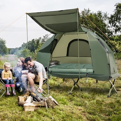 LDaily 5-in-1 Elevated Camping Cot with Air Mattress & Bag, Perfect for Hiking & Picnics (1 Person)