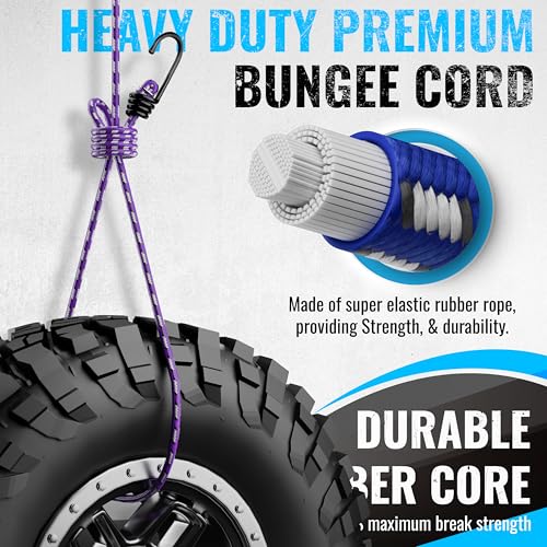 Image of GOEASY0312 Premium Bungee Cords Heavy Duty, Multi-Color | 20 pcs with Hooks, Storage Jar Included, 10 inch, 18 inch, 24 inch, 30 inch, 36 inch, 48 inch Bundle