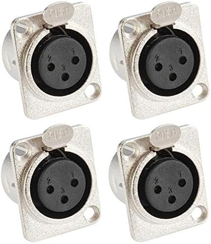 Adam Hall Connectors 7837 4er Set XLR-Einbaubuchse female 3-pol D-Typ silber Einbaukupplung