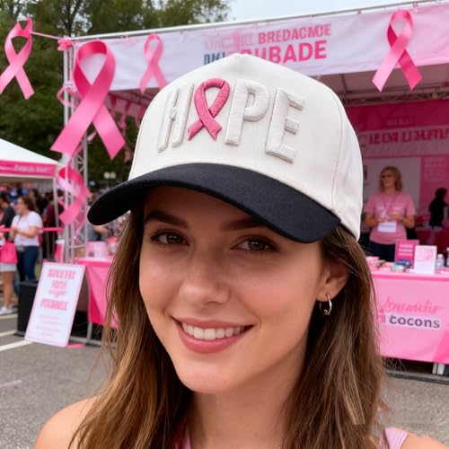 Gorra ajustable rosa bordada con lazo rosa para mujeres miniatura 3