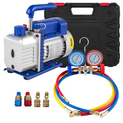 VEVOR Bomba de Vacío 4CFM1/3HP Bomba de Vacío para Aire Acondicionado Bomba de Vacío Coche con 3 Mangueras A/C para Aire Acondicionado Doméstico, Mantenimiento de Automóviles Envasado al Vacío