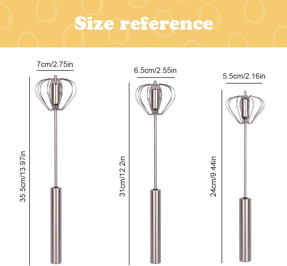 Stainless Steel Semi-Automatic Whisk Hand Push Egg Whisk, 2025 Upgraded Hand Push Rotary Mixer Blender Stirrer for Whisking Beating, Versatile Kitchen Tool for Eggs Milk Cream Baking Cooking (12 inch)