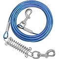 Mi Metty 6M Tie Out Cable,10/20/50/100FT Chew Proof Dog Runner Cable with Durable Spring Rust- Proof Training Tether Reflective Training Runner?Dog Leash Run Tether for Yard Outdoor and Camping