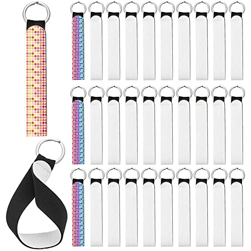 Nvanvmm 40 Pcs Sublimation Keychain Blanks Neoprene Wristlet Keychain Holder Blank Keychain, White, 16*2cm - Image 3