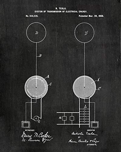Nikola Tesla Gifts For Engineers - Steampunk Wall Decor Six (8"X10") Unframed Wall Art Patent Prints - Industrial Artwork Home Decor - Electrical, Coil, Nerd, Geek, Science, Physics Decorations #TOP7
