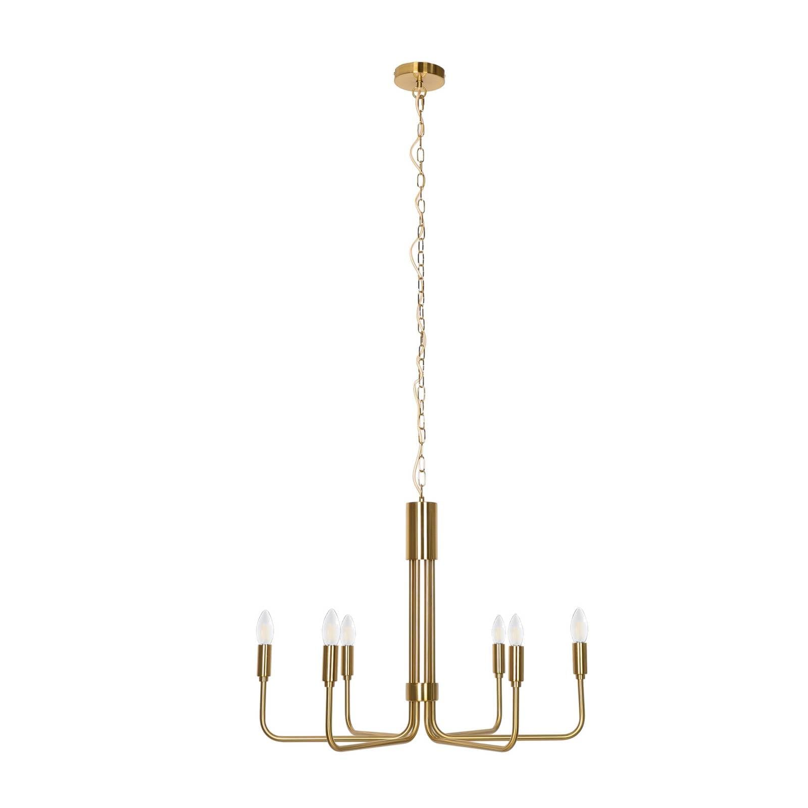Lindby Kronleuchter Elanova (Retro, Vintage Antik) in Gold/Messing aus Metall (6 flammig E14) - Pendelleuchte Hängelampe Lüster Lampe Deckenleuchte Deckenlampe Wohnzimmerleuchte