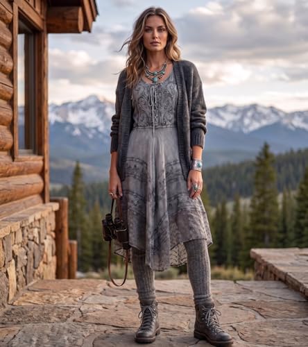 Image of Sakkas Sundara Stonewashed Rayon Embroidered Mid Length Dress