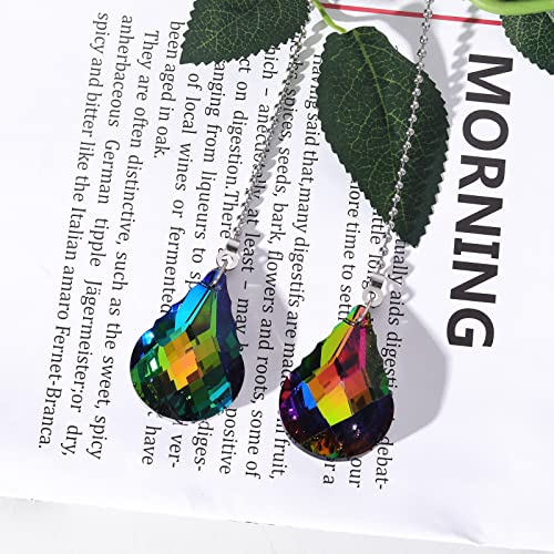 Image of 2pcs Crystal Prisms Pull String Light Fixture Fan Pull Chain Extender Connectors Pendant