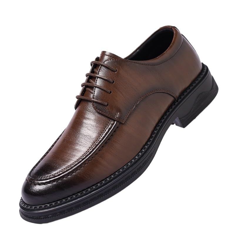 Men's Leather Lace Up Platform Block Heel Business Oxford Shoes Men Business Office Wedding Formal Modern Dress Shoes for Men