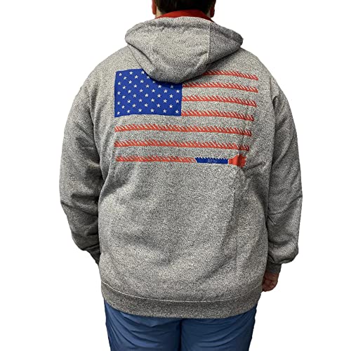 HOOEY Men's Liberty Roper American Flag Hooded Sweatshirt Grey Large