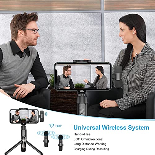 Image of MOOZMOB Professional Grade K9 Dual Wireless Mic for Android Smartphones Type C K9 Wireless Collar Microphone for YouTube Voice Recording Live Videos Vlog ASMR Podcast & Interview (Black)