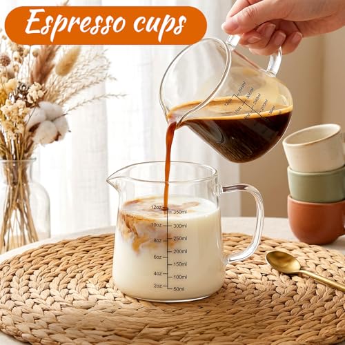 2 pack vasos medidores de vidrio 12 oz para café miniatura 6