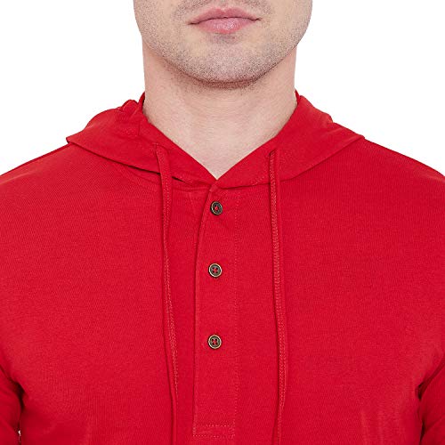 Image of LE BOURGEOIS Men Solid Regular Fit Hooded Neck Full Sleeve Cotton Sweatshirt Hoodie T-Shirt