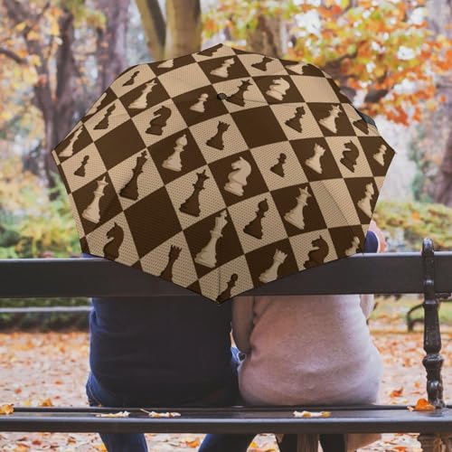 Parapluie automatique compact et robuste imprimé chat fleur papillon - 5