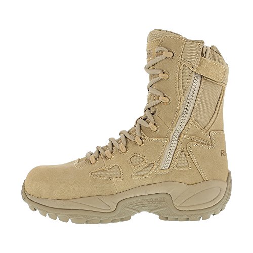 Image of Reebok Women's Stealth 8 inch Lace-Up Side-Zip Work Boot Composite Toe Desert Khaki 5.5 EE US