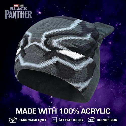 Image of Marvel Black Panther Beanie Hat, Black, One Size