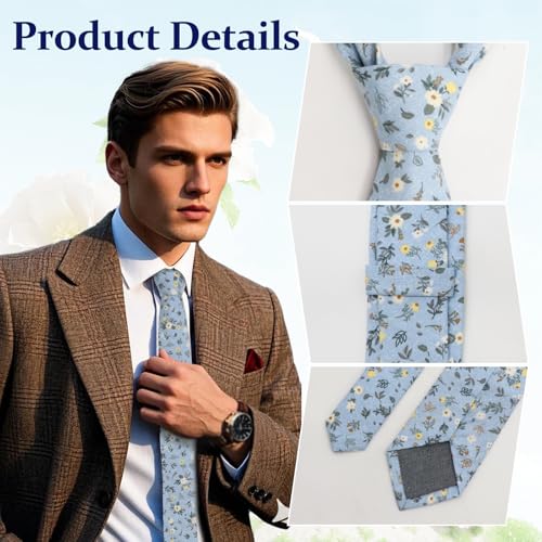 Image of Floral Ties Skinny Tie for Men, Cotton Mens Neckties for Weddings | 2.56'', floral, slim, soft and comfortable, men's neckties for casual, business, party, daily, dating