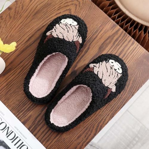 Image of Highland Cow Slippers for Women Plush Scottish Highland Cow Animal Slippers Warm Non Slip Home Indoor Slippers