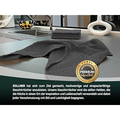 ZOLLNER 10er Set Geschirrtücher Baumwolle in 45x60 cm - saugstarke und langlebige Küchentücher - waschbar bis 60°C – in grau - Gastronomiequalität - Oeko Tex® Zertifiziert – Bild 7